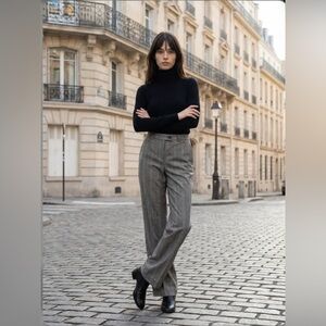 J Crew Italian Wool Herringbone Wide Leg Pants Trousers